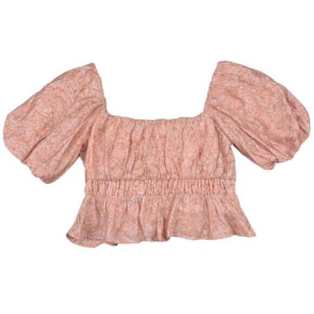 Astr Theron Peplum Top In Pink Taupe Floral Size Small - Picture 6 of 6